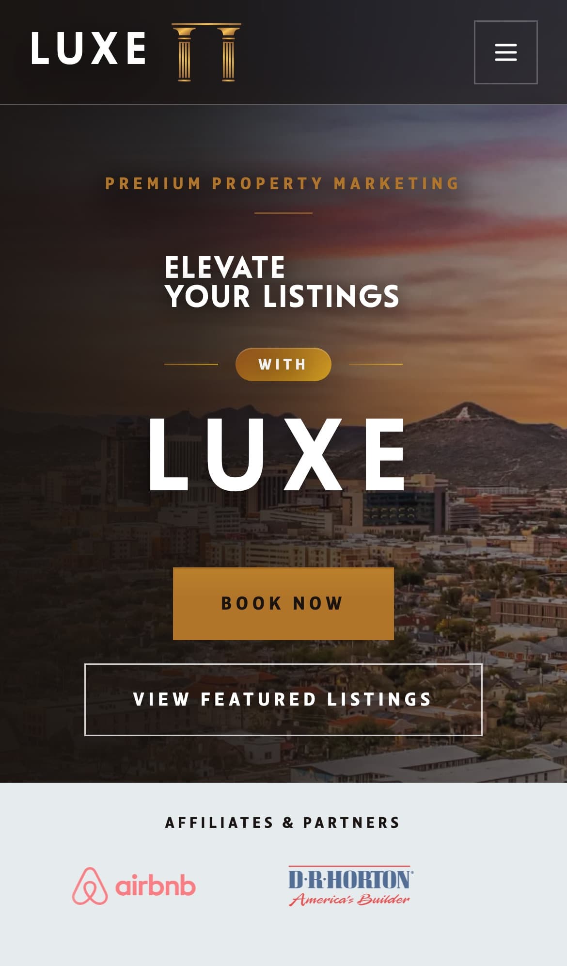 Luxe Realty Photography mobile website preview